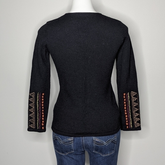 ✨3/$15 Vintage Madison Studio black embroidered wool sweater SP - Picture 4 of 7